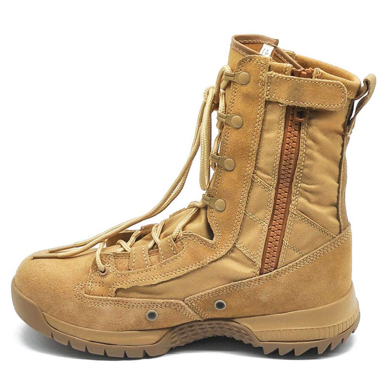 Stivali Militari Tattici da Uomo Stivali Militari Impermeabili in Pelle Scamosciata Stivali Alti da Combattimento Leggeri con Lacci Alti con Cerniera Laterale,Brown-40(UK 7)