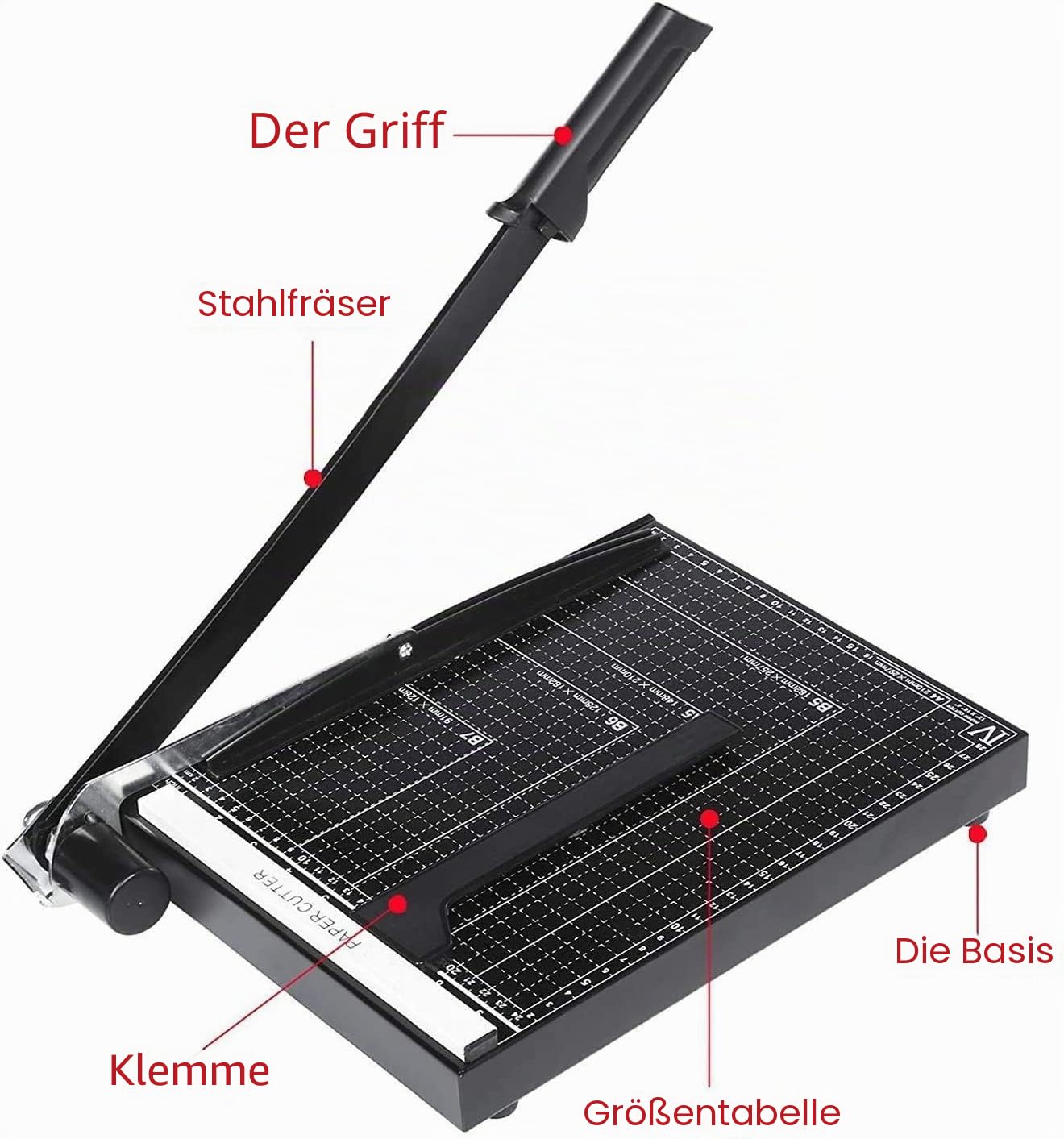 COOCHEER A4 Papierschneider, Profi Fotoschneider Papierschneidemaschine für Büro, 12 Blatt, Schwarz