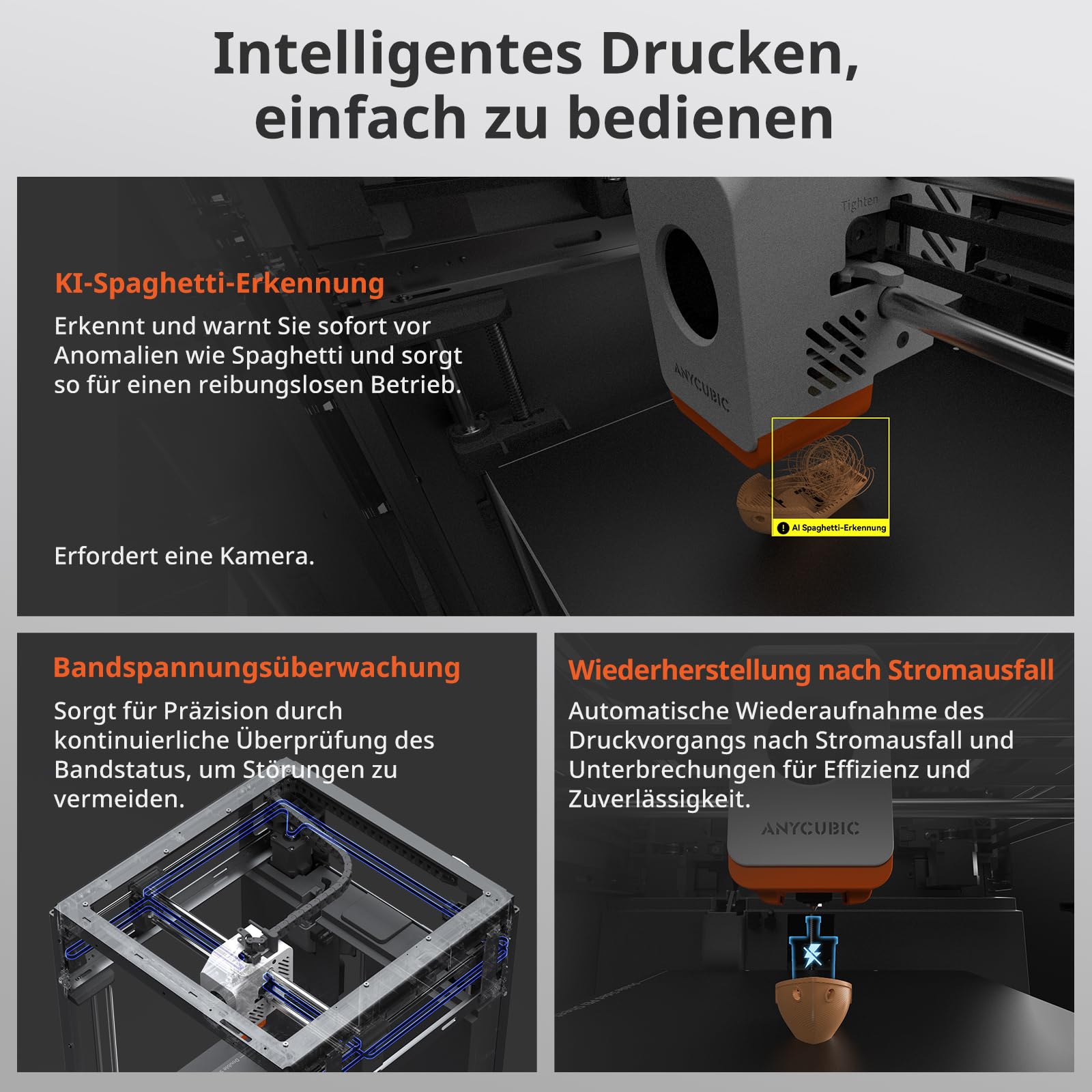 Anycubic Kobra S1 3D-Drucker, 600 mm/s Hochgeschwindigkeit, Schnell Abnehmbares 320 °C Hotend, Optionaler Mehrfarbendruck über ACE Pro, Druckgröße 250 x 250 x 250 mm