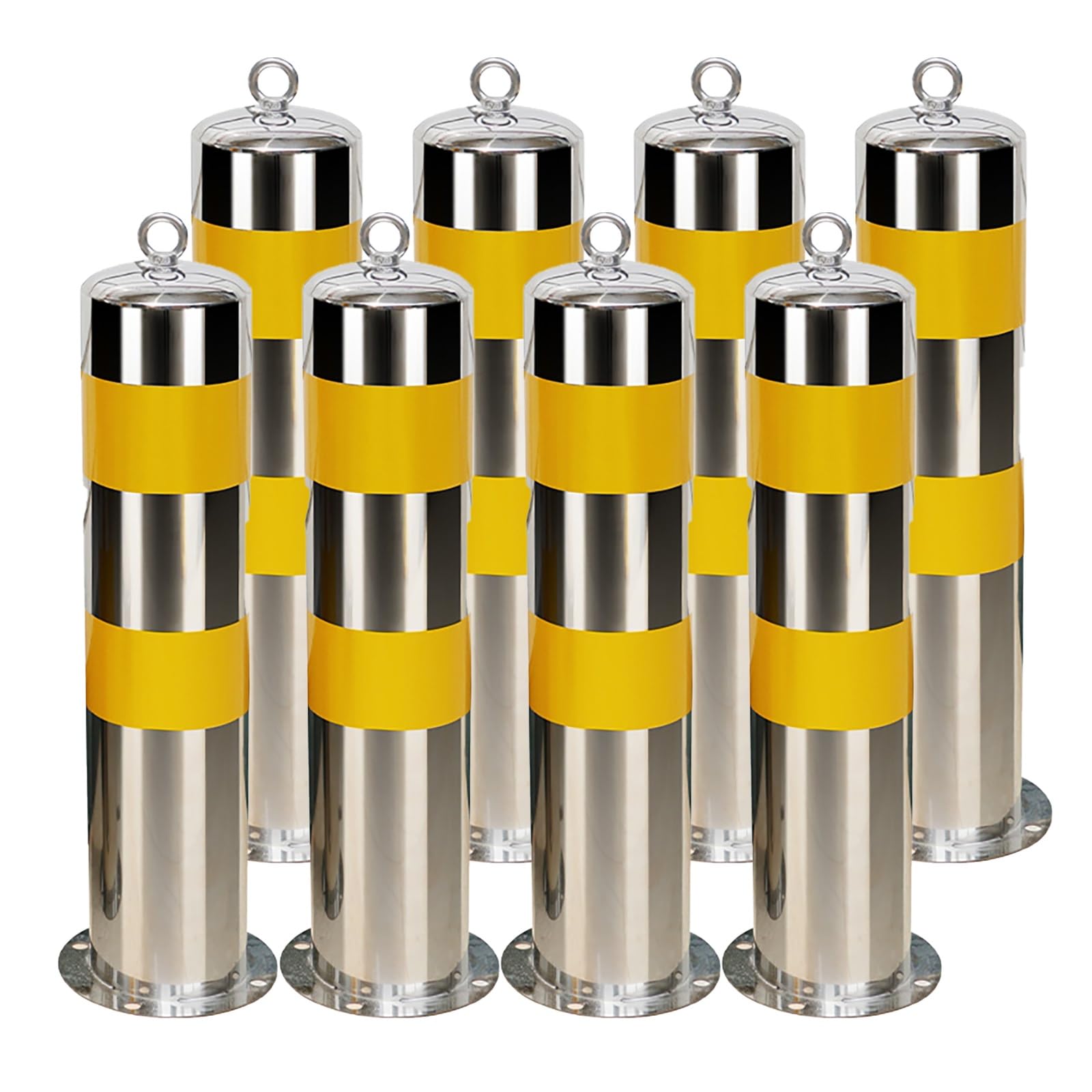 HCZKIUJY Parking Bollard with Reflective Tape - Durable Safety Barrier for Driveways and Traffic Control - Includes Anchor Bolts (8pcs)
