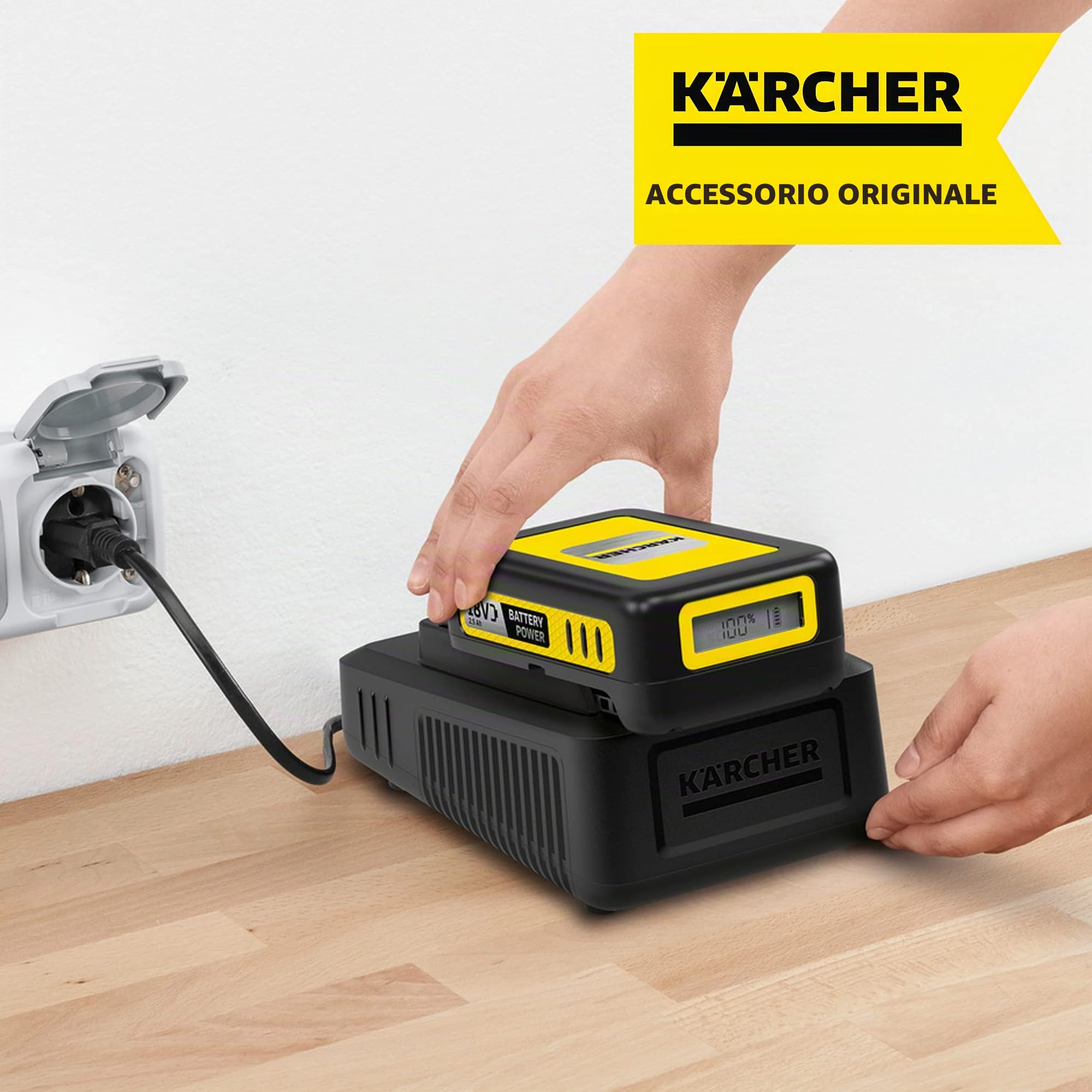 Kärcher 2.445-034.0 Battery Power Batteria di ricambio 18/25, 18 V, Compatibile con tutte le macchine a Batteria da 18 V, 18 volts, Giallo/Nero