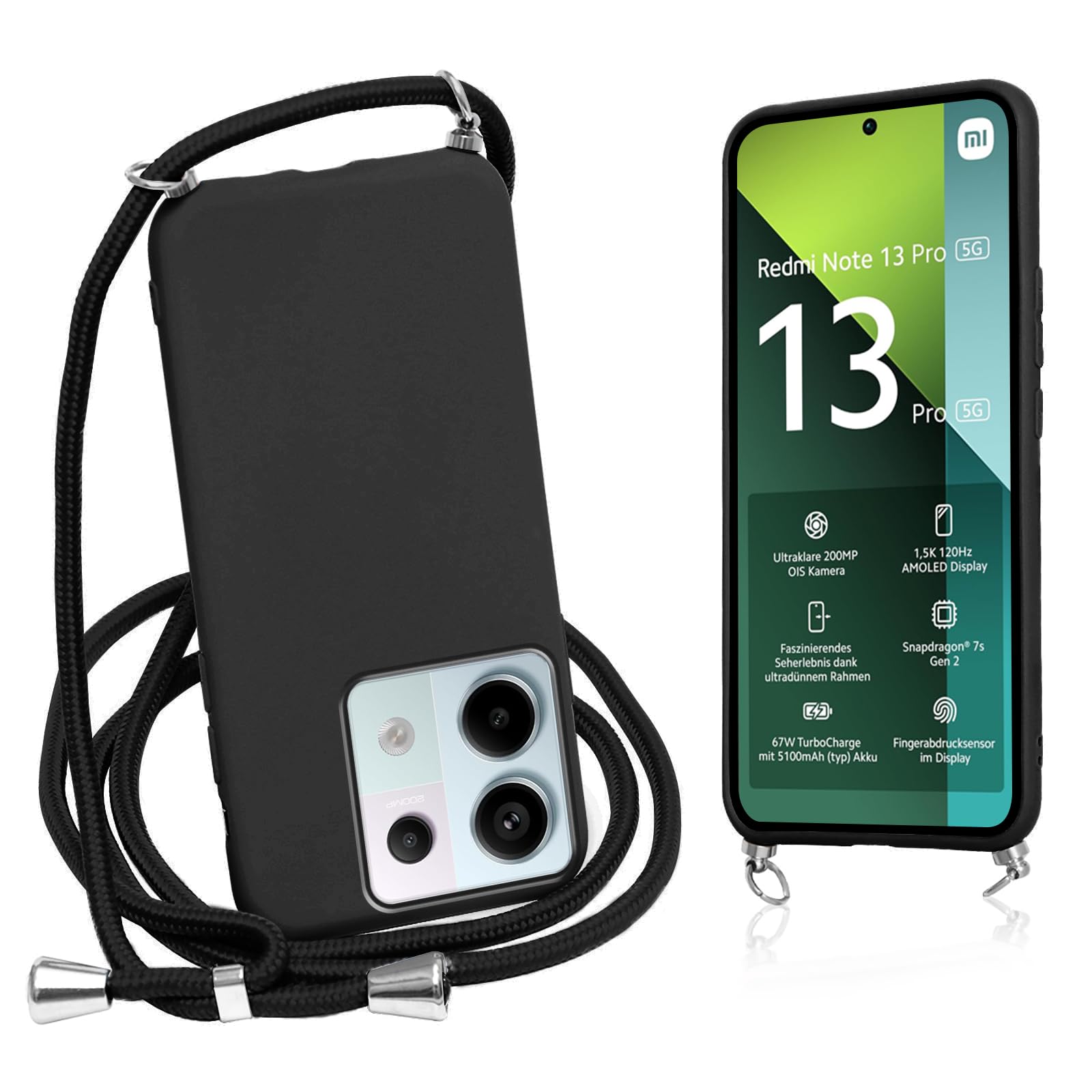yanasuo Cover con Collana Compatibile con Xiaomi Redmi Note 10 Pro 4G/Note 10 Pro Max, Cover con Pratico Cordino, Slidable Protezione Fotocamera Slot Carte 360° Anello Supporto, Blu