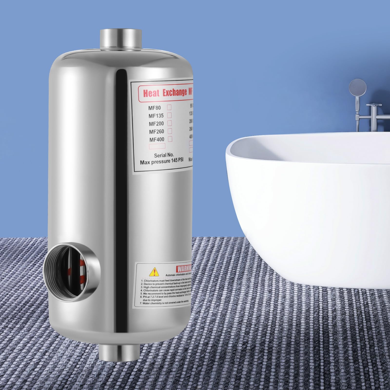 Échangeur de chaleur solaire en acier inoxydable 28 kW pour piscine, spa, jacuzzi, chauffage solaire de piscine