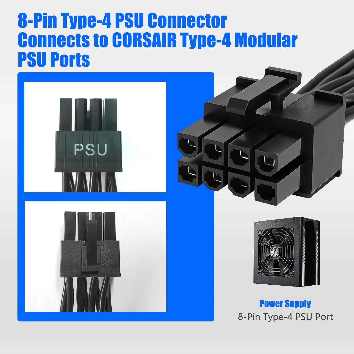8 Pin GPU Cable for Corsair Type 4 PSU, 25.5 Inch PCIe Power Cable image 5