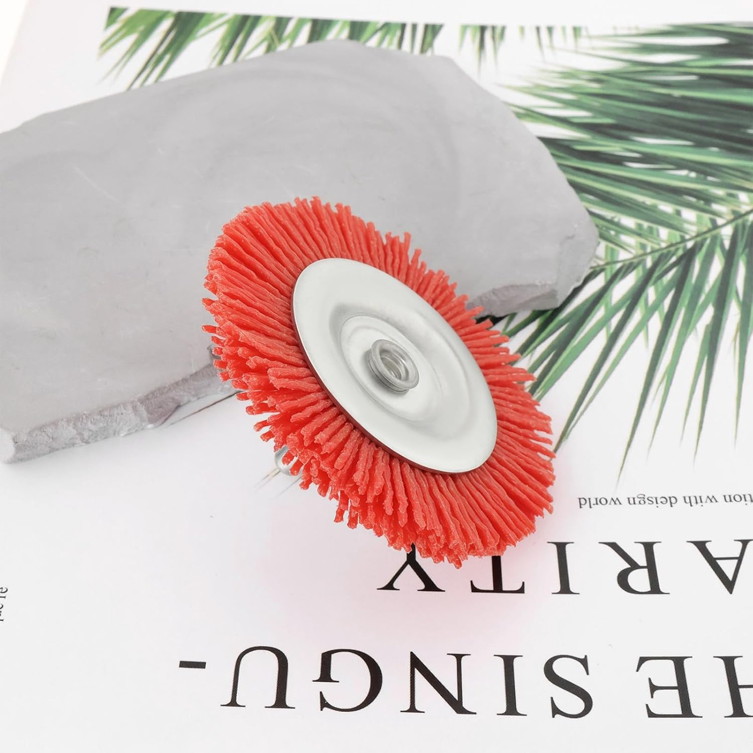 EMSea 2pcs Abrasive Nylon Wheel Brush 75mm Nylon Round Brush 6mm Shank 80# Nylon Cup Brush for Rust Corrosion Paint Removal for Remove Metal Wood Hard Plastic Burrs