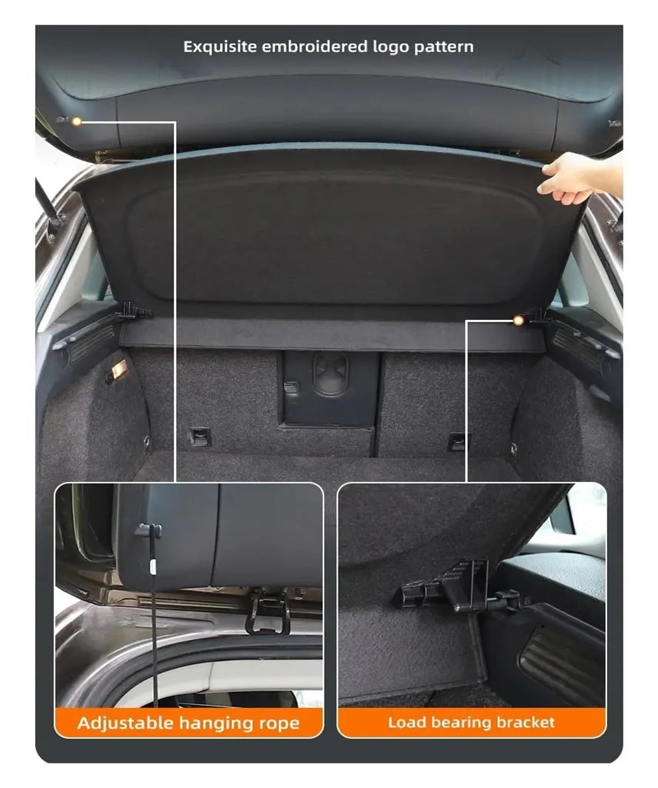 Tronco Privacy Cappelliera per Toyota per CH-R 2018-2023 Copertura per Bagagliaio Non Retrattile Portapacchi Protezione per La Privacy Decorazione per Auto Cargo Cover