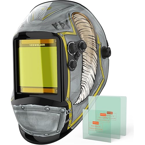 YESWELDER Large Viewing Size 3.93"X3.66" True Color Solar Power Auto Darkening Welding Helmet, 4 Arc Sensor Wide Shade 4~5/9-9/13 for TIG MIG Arc Weld Grinding Welder Mask LYG-M800H-VK