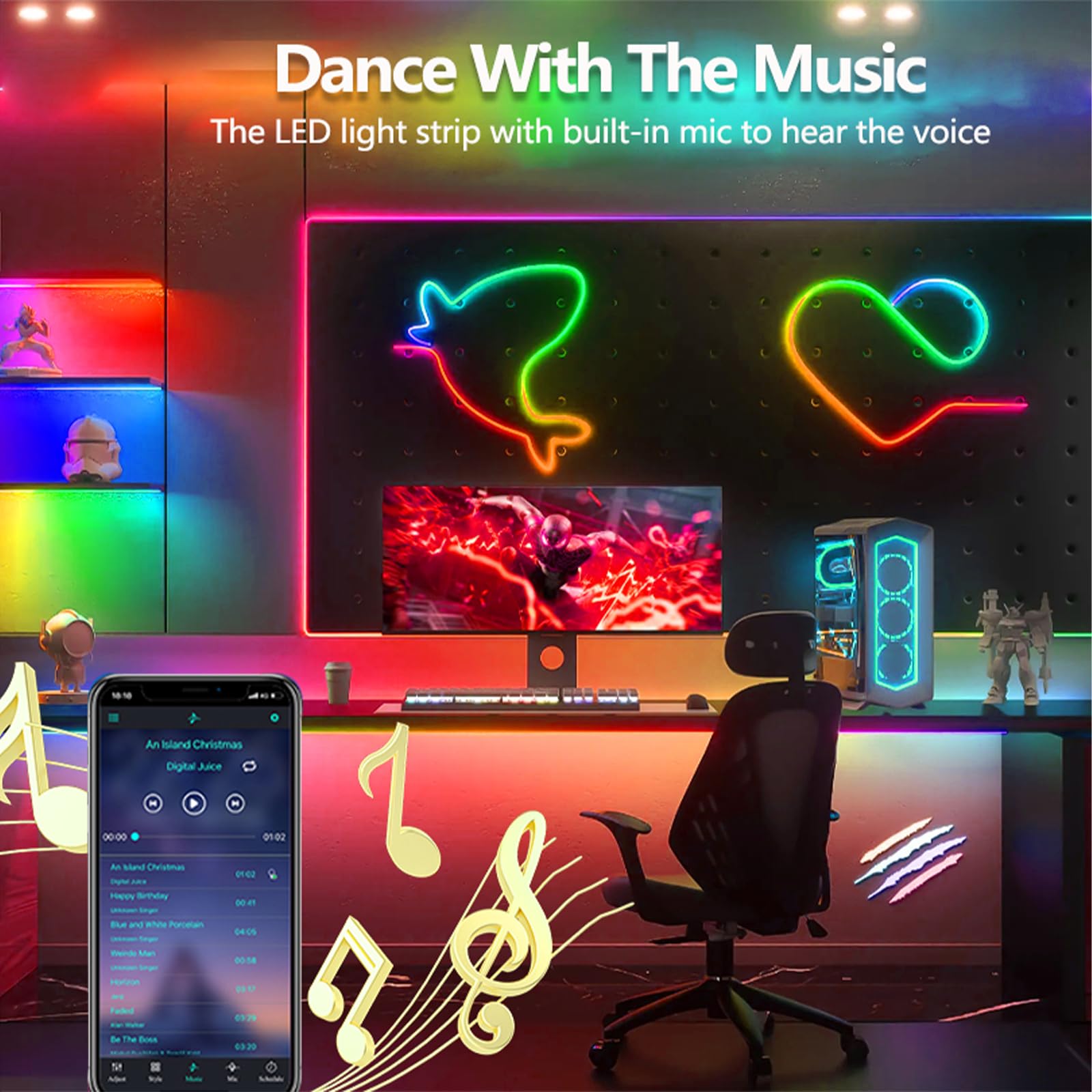 httpsmp 10FT Neon Rope Lights,RGB+IC Flexible Led Rope Lights Control with App/Remote,Chase Mode Rope Lights,IP67 Outdoor Waterproof,Music Sync Light Strip for Bedroom