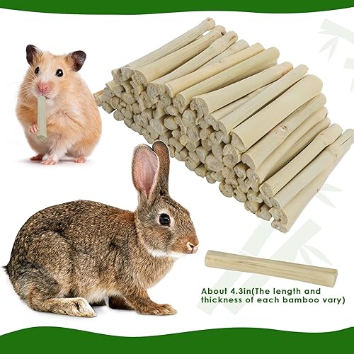 Miniatura 4 de BWOGUE 35.27 oz Pet Snacks Dulce Bambú Masticar Juguete para Ardilla Conejos Guinea Pigs Chinchilla Hamster