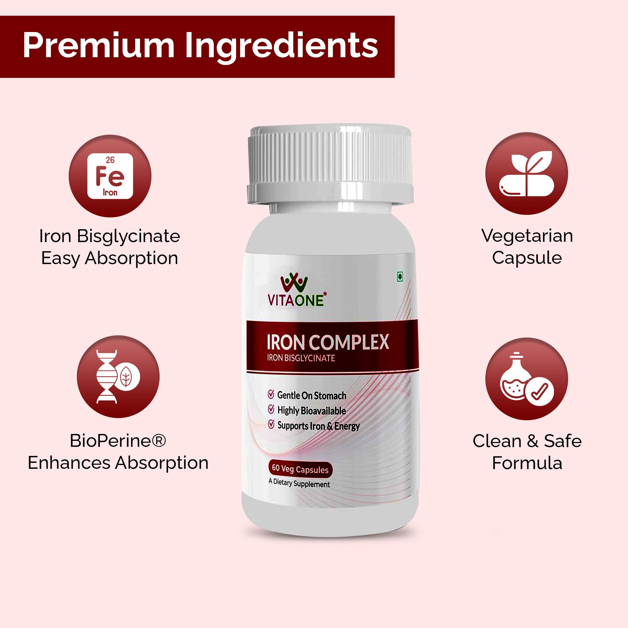 Iron Complex 60 Veg Capsules | Gentle on Stomach and Easy to Absorb | Veg Iron Tablets for Women & Men — Amazon image 6