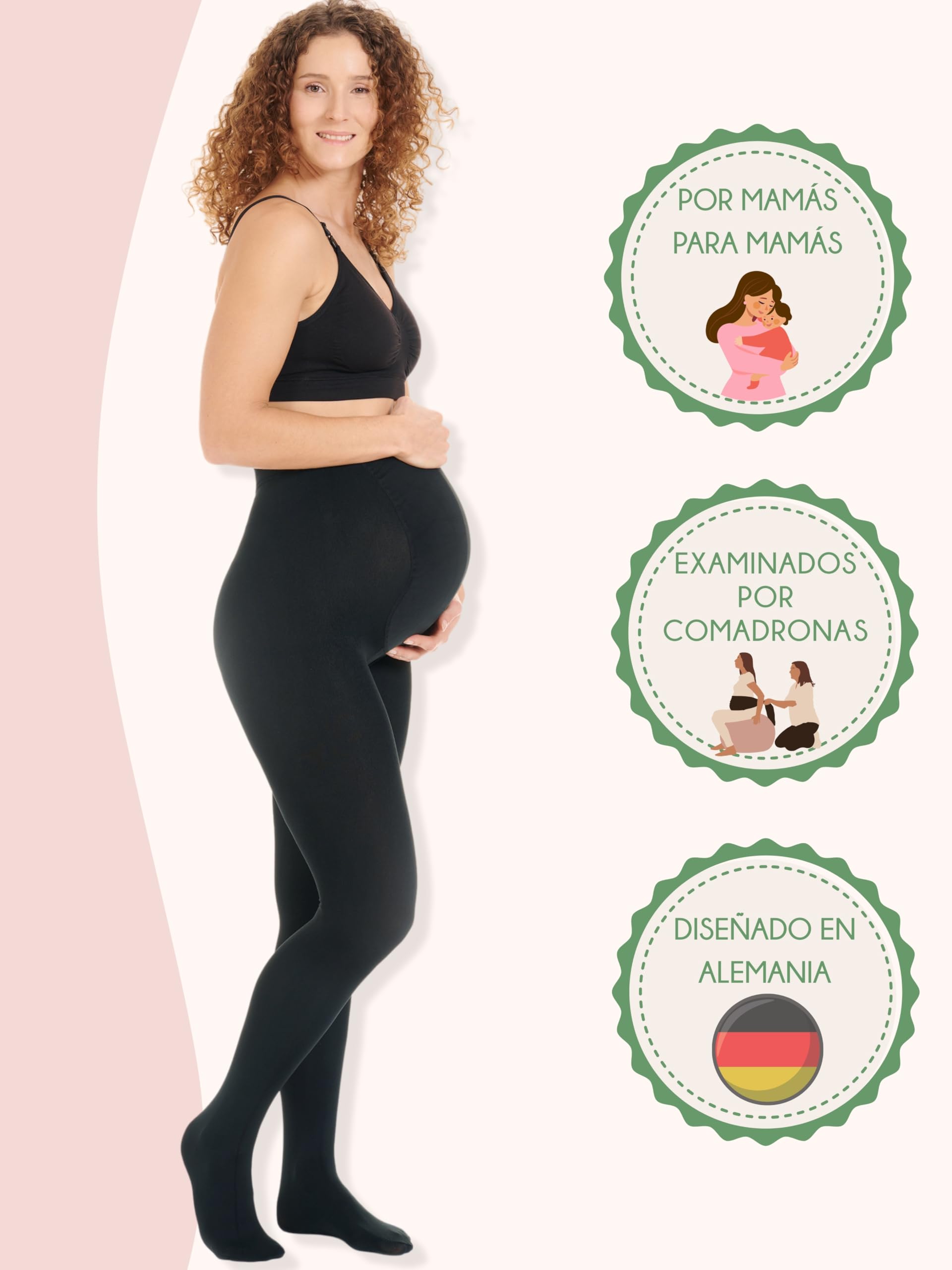 Herzmutter Medias Termicas premama - embarazo – maternidad – calientes- invierno - opaco mate - mujer- negro - 1700