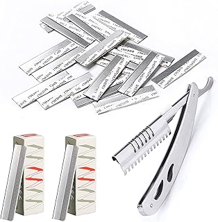 Eyebrow Razor, Straight Razor, 20 pack, 1 tool holder, Single Edge Razor Blade, Razor Blades, Scraper Blades, Unisex razor blade, barber straight razor, eyebrow razor for women