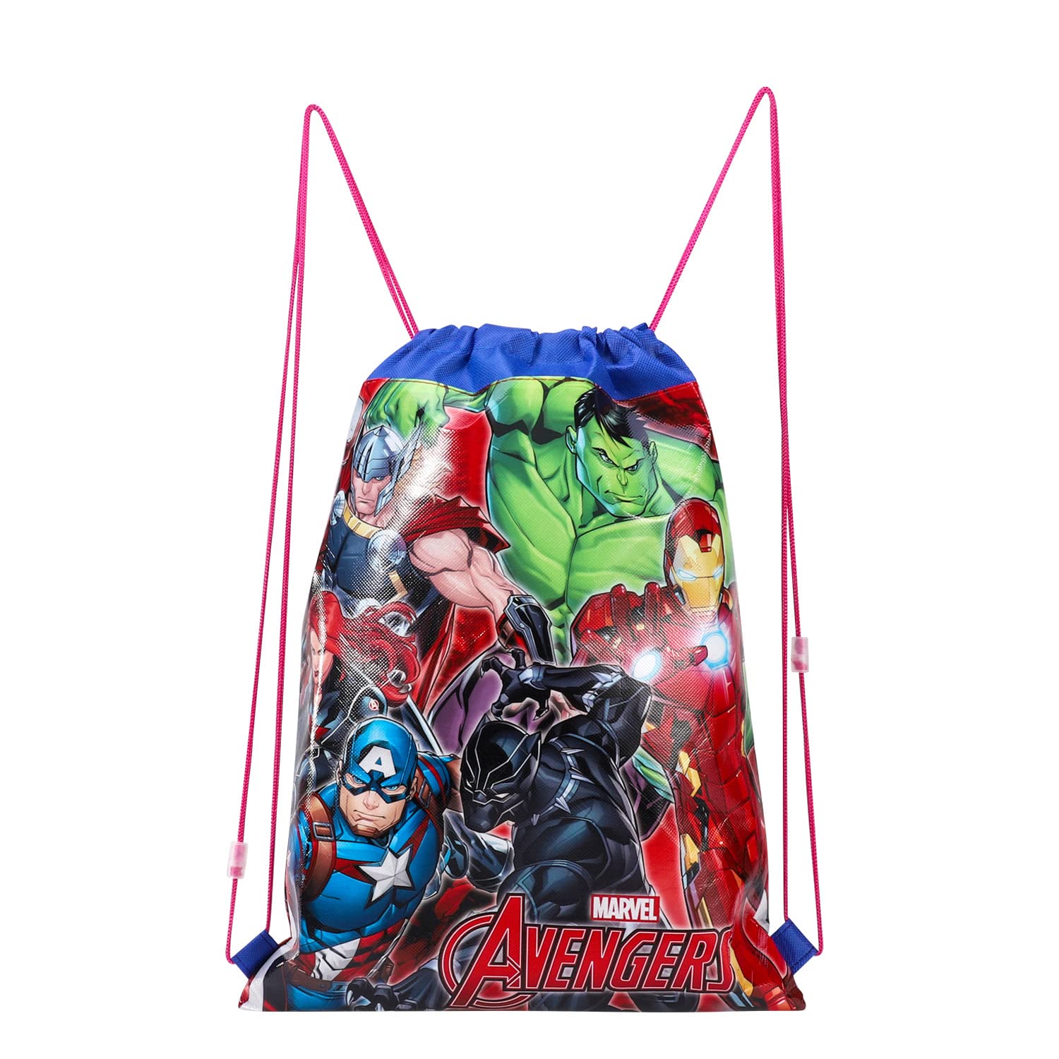 Tdl Blue Marvel Avengers Pull String Bag Childrens P.e Gym Shoe Swimming Kit Drawstring Bag For Kids