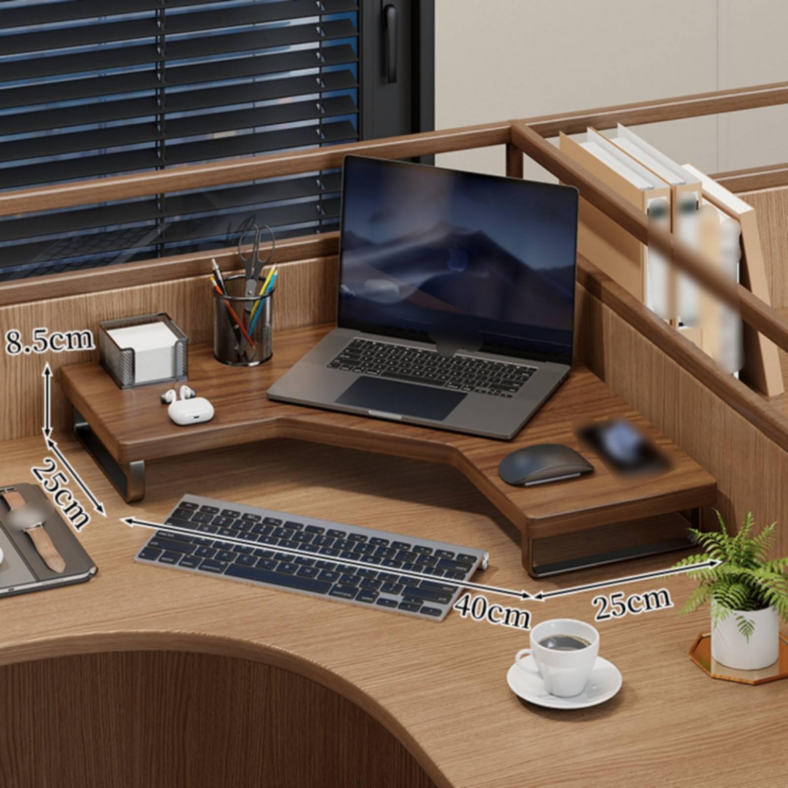 Supporto Desktop Rialzo Schermo Base Pc Scrivania Mensola Legno E Ferro Ergonomico con Spazio per Tastiera E Mouse Adatto per Ufficio Domestico , color to 2 , Standard