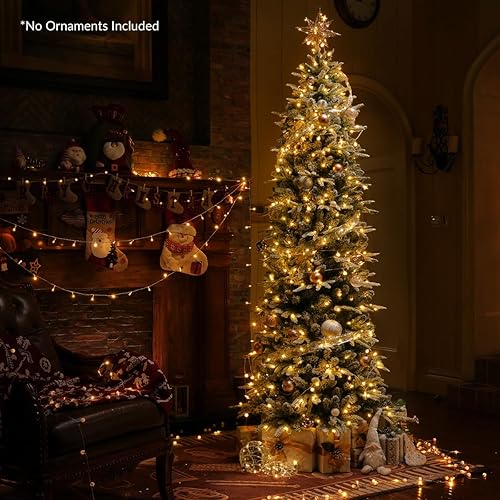 Miniatura 7 de EZCHEER - Árbol de Navidad artificial preiluminado de 7.5 pies con 400 luces LED blancas cálidas y 1950 puntas de ramas
