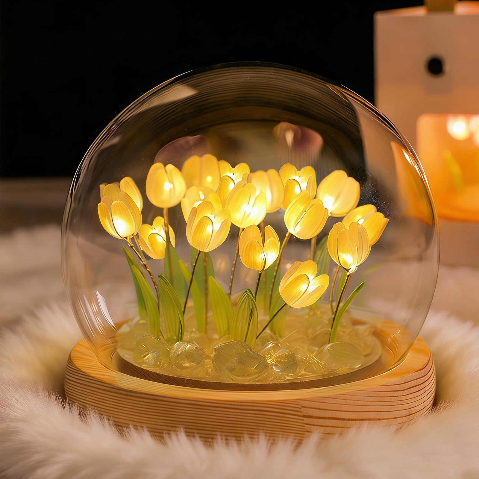 AWSOLAR Yellow Tulip Lamp, Flower Lamp with Gift Bags, Forever Tulip Gifts for Women on Valentine's Day, Mother's Day, Christmas