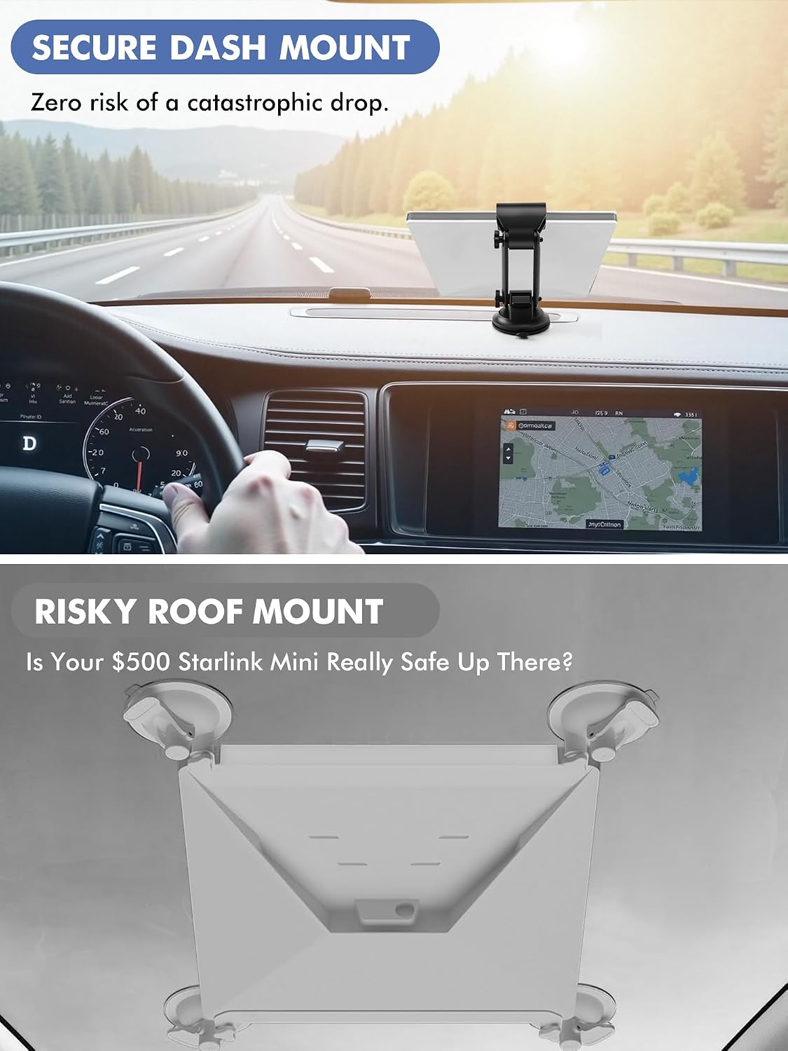 Starlink Mini Car Mount for Dashboard, [Upgraded Strongest Suction & Clip] Starlink Mini Suction Cup Mount, Ultra-Stable Mount