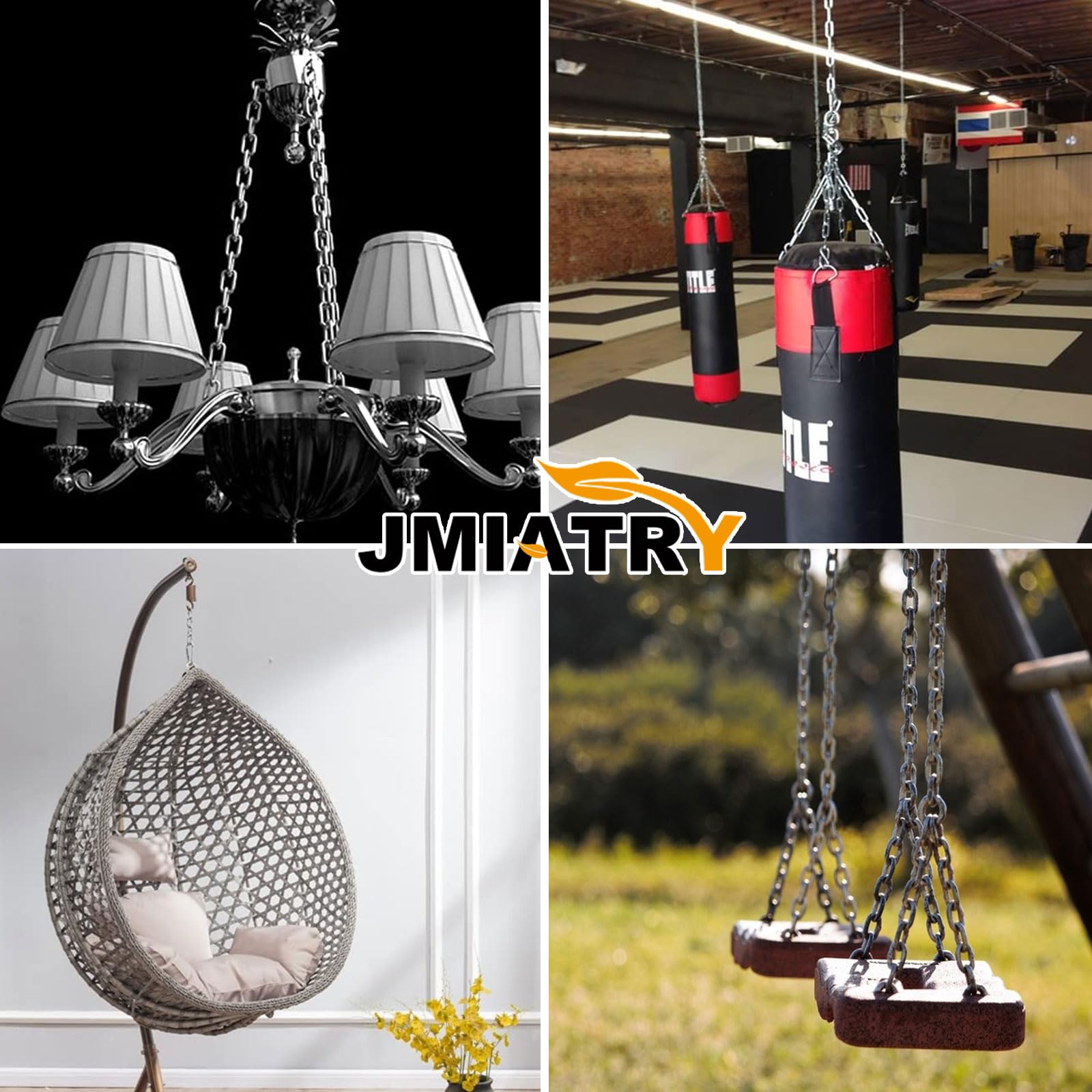 JMIATRY Cadena de acero inoxidable 304 de 15 metros de longitud, eslabones de cadena resistentes de 4 mm, cadenas de eslabones soldados de acero galvanizado para puerta de valla, puertas de garaje