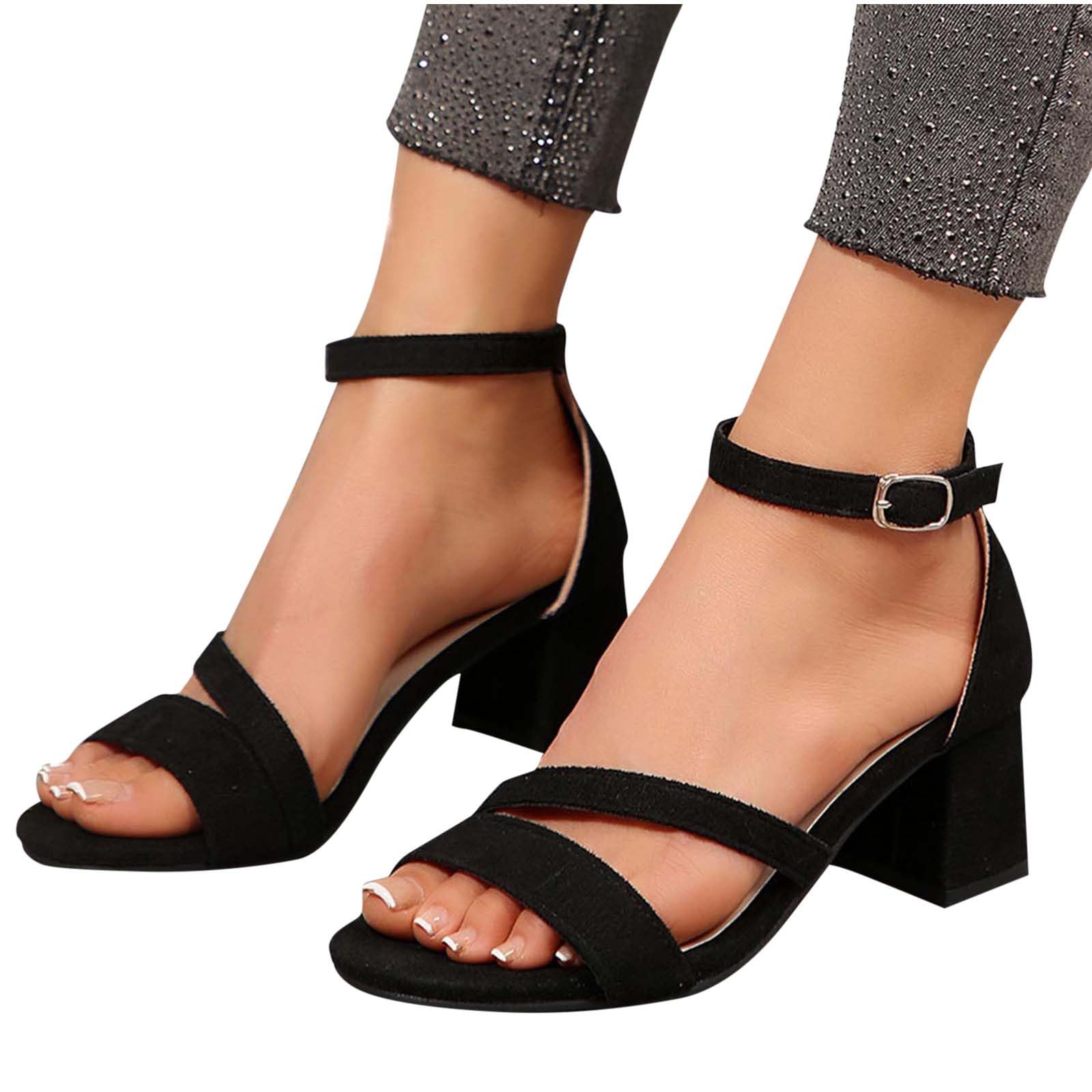 HAOLEI Sandalias Barefoot Mujer,Sandalia de Tacon para Mujeres Diseno Moderno Elegante Zapatos Mujer Comodos Vestir con Tacones Gruesos Sandalias de Puntera Abierta para Boda Noche Evento Fiesta