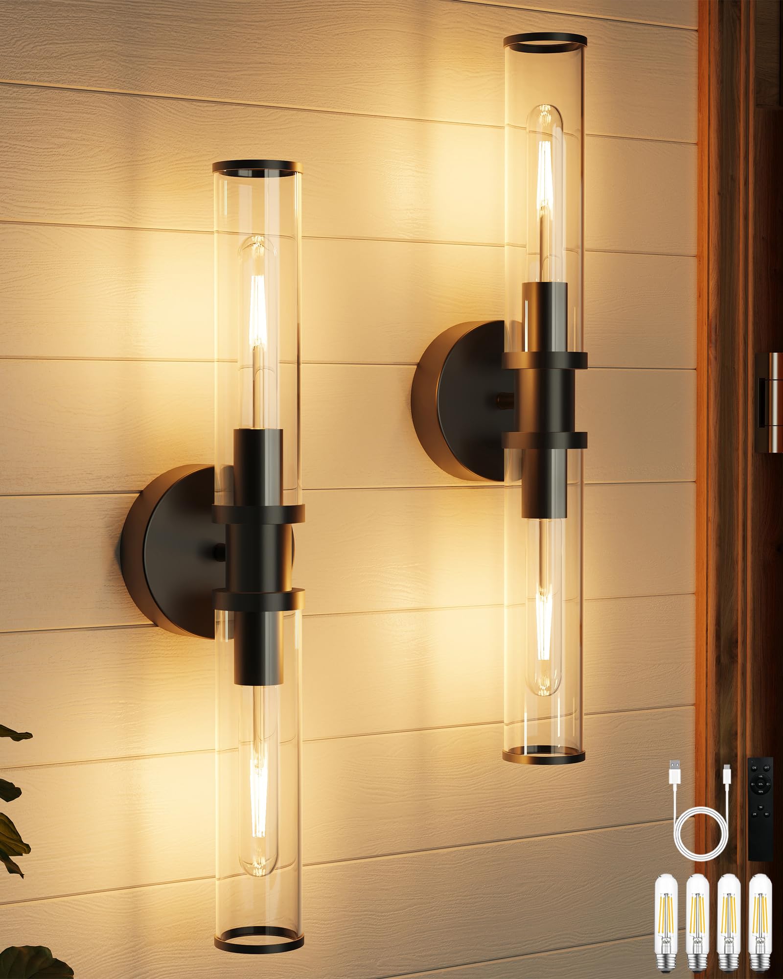 Photo 1 of Rayogale Black Wireless Battery Operated Wall Sconces with Remote Control