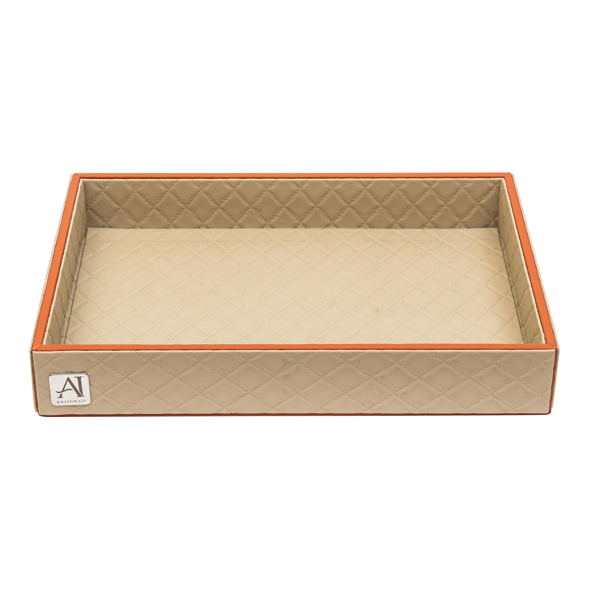 AI DESIGN CO Office Desk Organizer Tray | Vegan Leather & MDF Base Storage for Accessories | Tabletop Display for Home Décor & Workspace Setup | Dune Collection - Sandstone Rust, Big-image-15