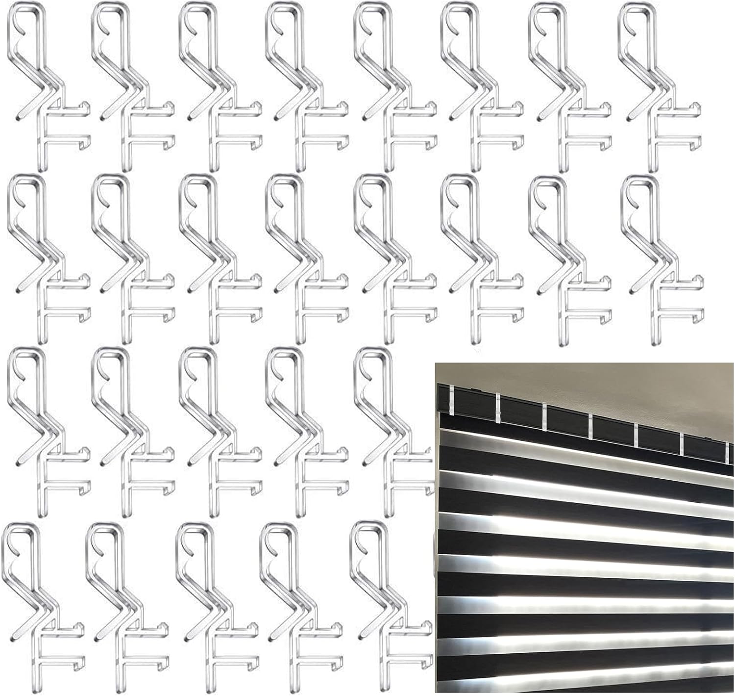 10 Pcs Hidden Channel Valance Clips Clear Blind Clips for Wooden Blinds