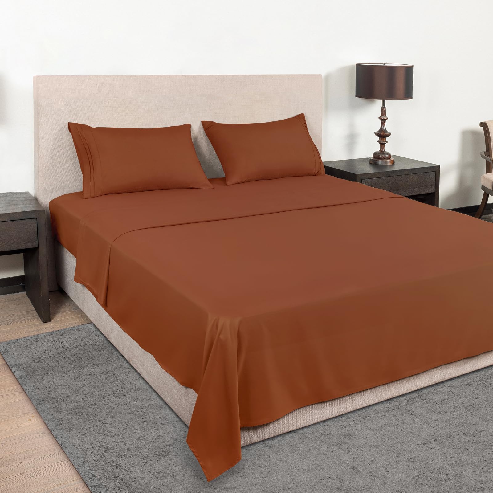 Queen Size Bettwäsche-Set 4-teilig – Weiche Mikrofaser, Kühlend & Knitterfrei | Hotelqualität Mit Tiefen Taschen | Wüstenblume Design
