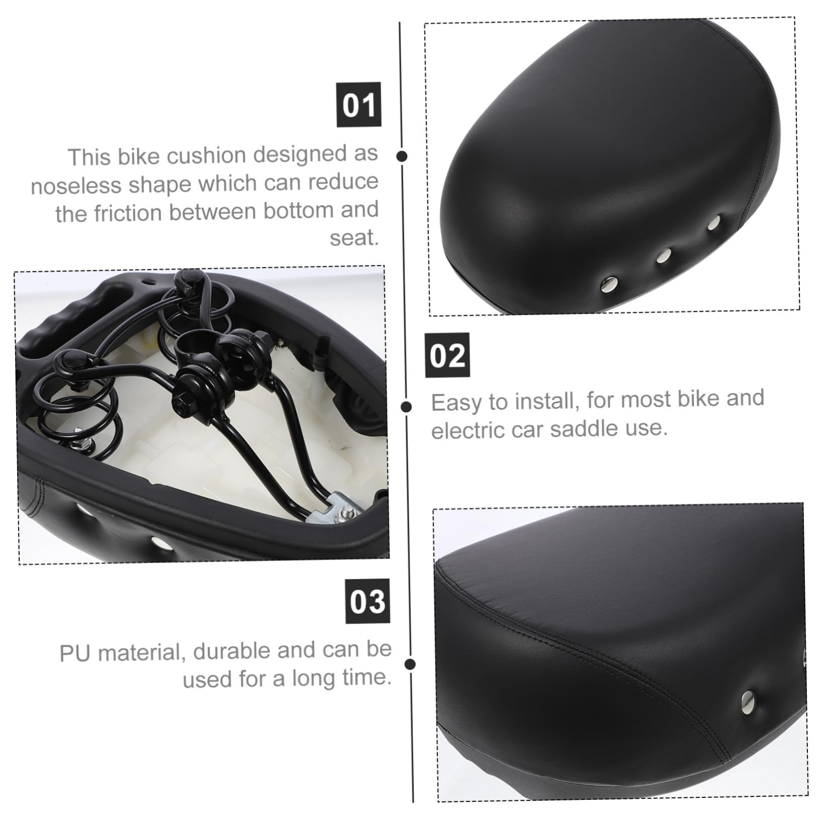 YARNOW Coussin vélo sans Nez pédales rembourré Selle en Gel pour vélos poignées pôle siège de vélo à Haute élasticité Selle de vélo sans Nez Selle de Voiture électrique Black