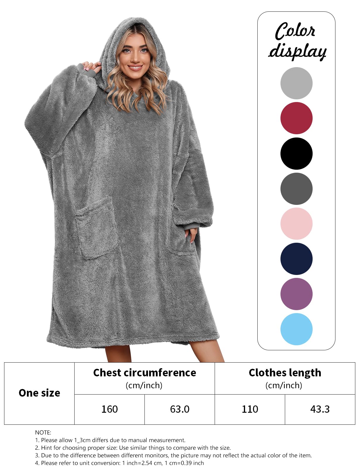UMIPUBO Sudadera con Capucha Manta Hombres Y Mujeres Talla Grande Sherpa de Gran Jerse De Televisión tamaño Caliente y Esponjoso Invierno Hoodie De Manga Larga Moda Tops