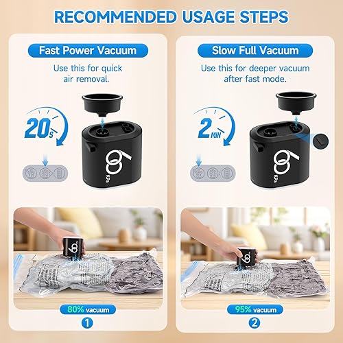 Miniatura 4 de Bomba eléctrica inalámbrica de 60 Kpa para bolsas de almacenamiento al vacío, bomba de aire eléctrica recargable de 3600 mAh para varias bolsas de