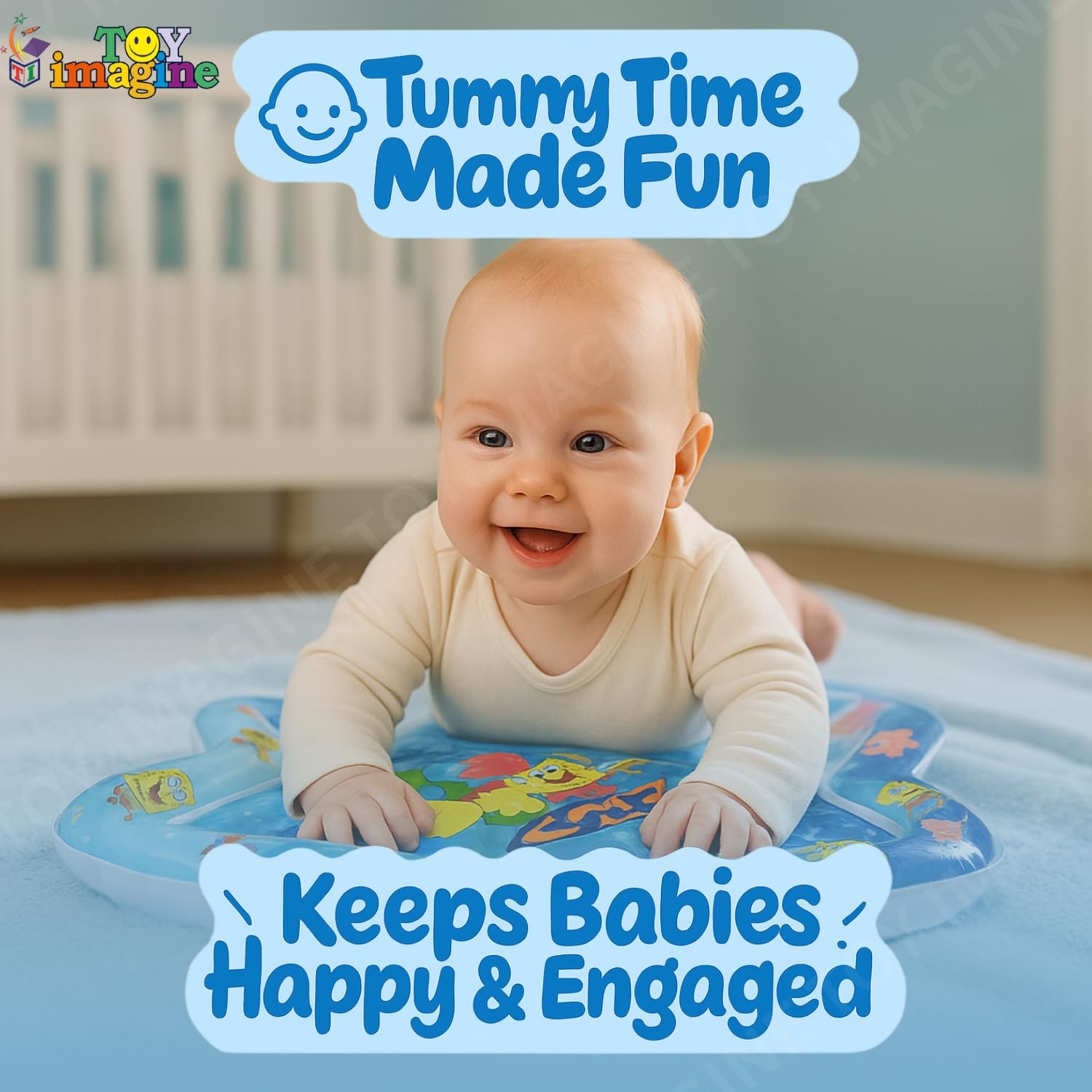 Toy Imagine Tummy Time Water Mat for Babies | Brain Development & Sensory Toys for Infants 3-12 Months | Star Shape Mat with Floating Water Toys | Newborns & Perfect Baby Arrival Gift, Multicolor