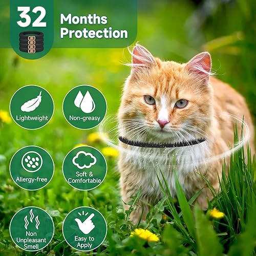 Miniatura 3 de Paquete de 4 collares antipulgas para gatos, tratamiento de pulgas y garrapatas de gato, protección de 8 meses para prevención de pulgas y