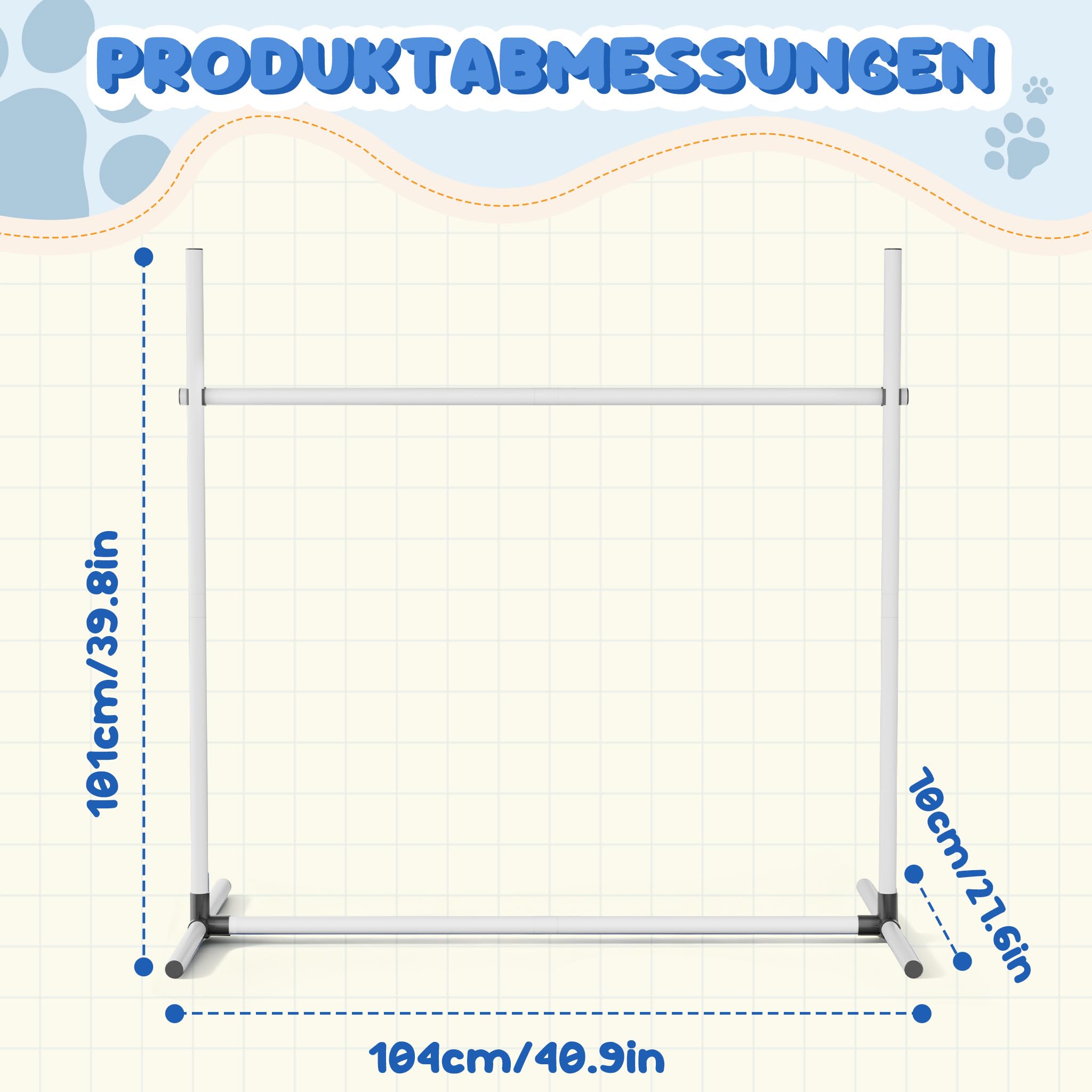 XMTECH 4-TLG. Hunde Agility Set Training Hundesport, Höhenverstellbar, Inklusive Tasche, PVC Hundetrainingsset, Weiß