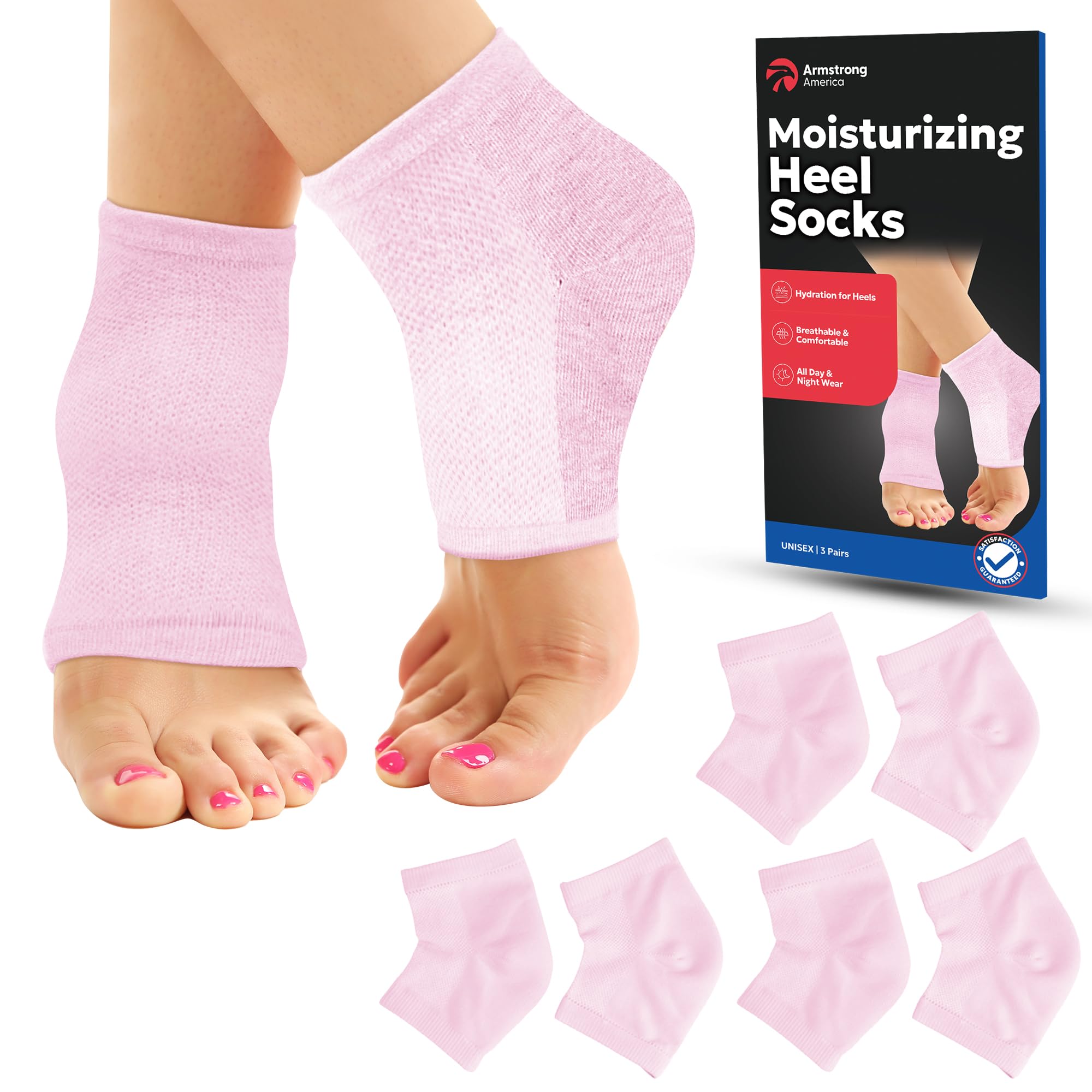 Moisturizing Socks for Women & Men | Aloe Vera Cracked Heel Treatment | Foot Callus Remover | Aloe Socks for Cracked Heels & Dry Cracked Feet (3 Pairs