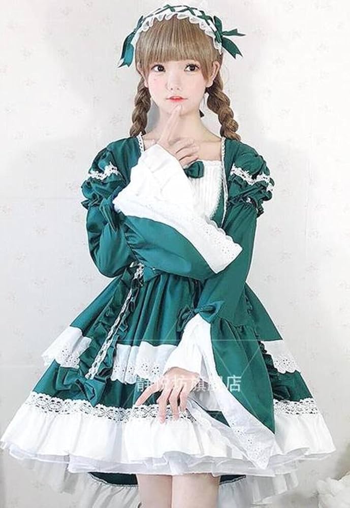 ZXCB Sweet Lolita Dress Retro Lace Bowknot Flare Sleeve