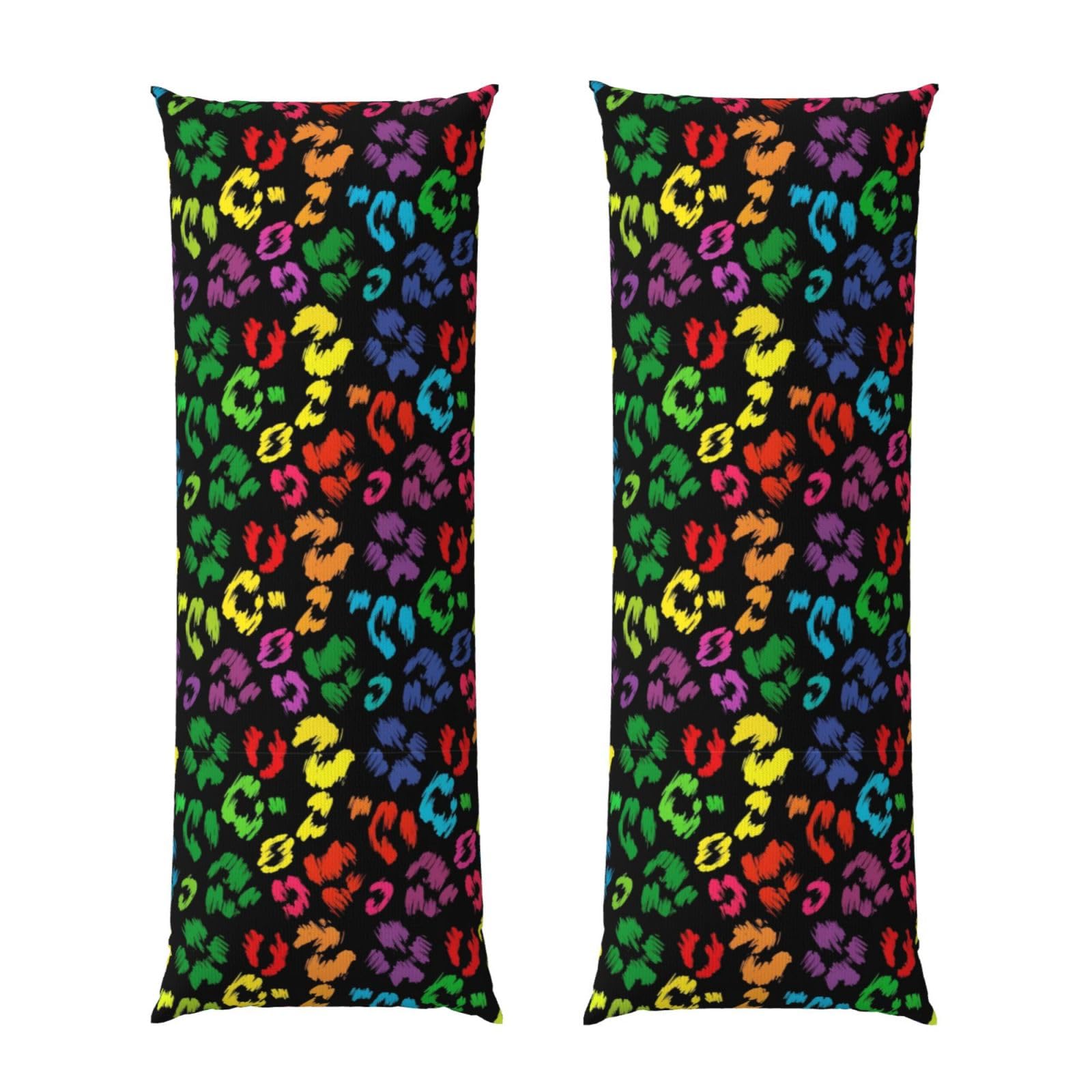 Body Pillow Cover 20x54, Black Rainbow Cheetah Leopard Print, Soft Microfiber Long Pillowcase with Zipper Closure, Breathable Protector for Bedroom Sofa Couch Sleeping