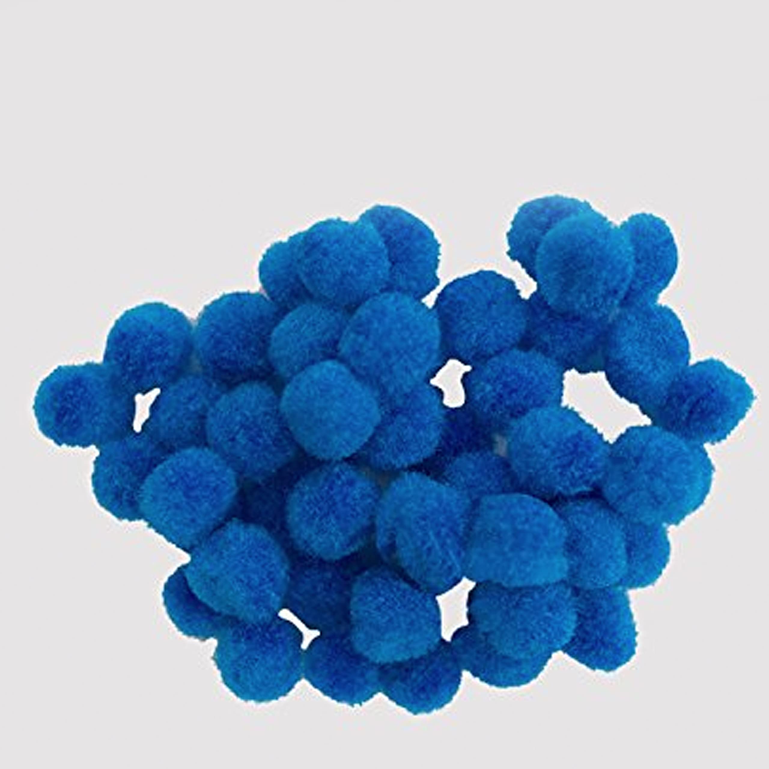 10mm Pom Poms Fluffy Craft - Choose Your Quantity & Colour (50, Blue)