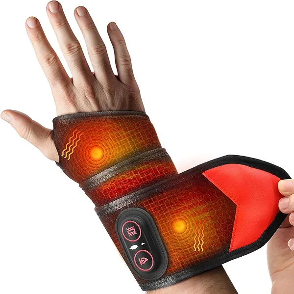 DeMoce Cordless Wrist Heating Pad for Pain Relief, Wrist Massager for Carpal Tunnel with 3000mAh Battery, Heated Wrist Wrap Left Right Hand, Gifts for Mom/Dad