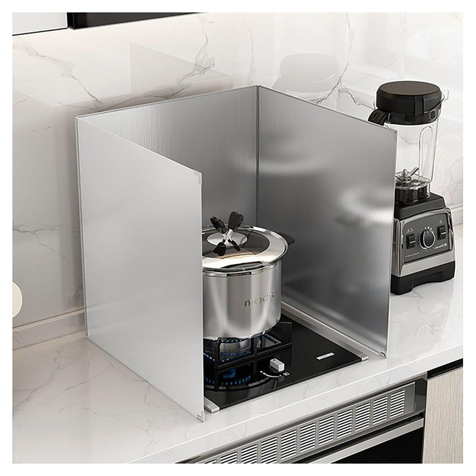 Protection anti-éclaboussures en acier inoxydable double face durable pour plaque de cuisson