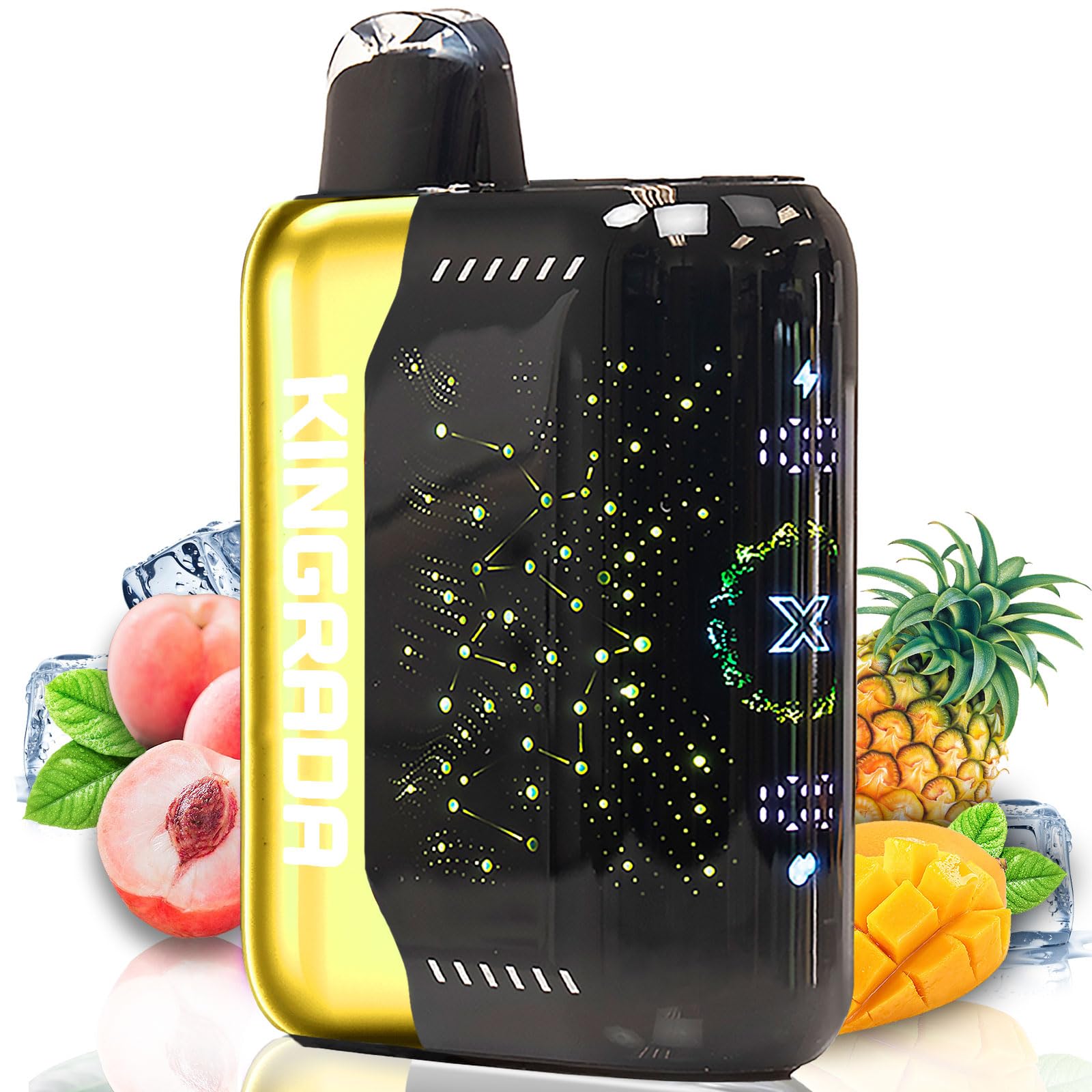ECENK VAPE 電子タバコ 使い捨て VAPE 30,000回吸引可能 持ち運び 充電式 シーシャ ベイプ 爆煙 LEDディスプレイ搭載 バッテリー残量表示 リキッド残量表示 大容量 バッテリー 小型 水タバコ 使い切り 特製リキッド 水蒸気たばこ でんしたばこ 禁煙サポート ニコチンなし タールなし ビタミン入り (パイナップル·マンゴー·ピーチ·アイス)