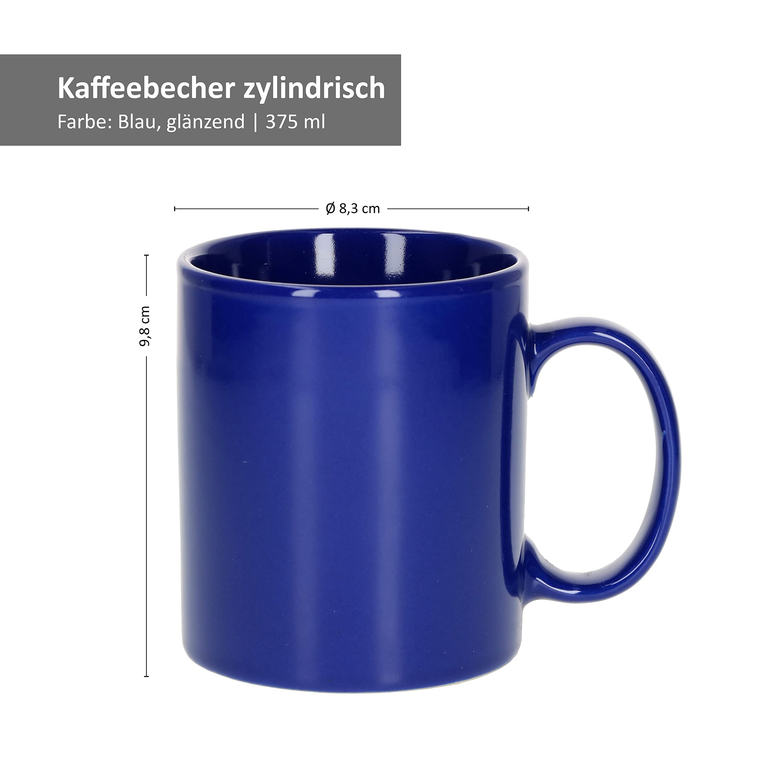 Van Well Lot De 6 Tasses à Café Cylindriques 375 Ml Vert Grande Tasse