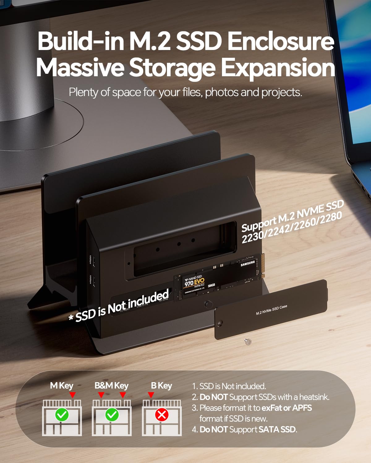 Station d'accueil Verticale pour MacBook avec boîtier M.2 NVMe