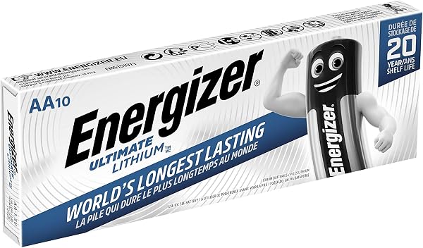 Energizer Ultimate Lithium AA Batteries (10 Pack) - The World's Longest Lasting Double A Battery - 100% Leak Proof Construction - 25 Year Shelf Life - 1