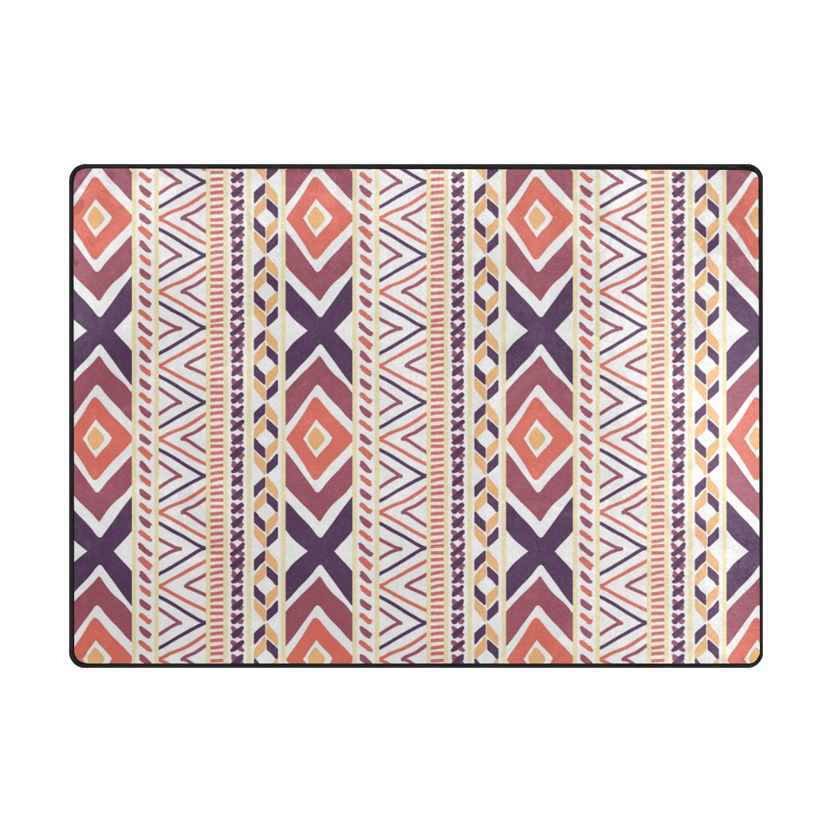 Style Ethnique Motif imprimé Grande Surface Rugs, léger, antidérapant Antistatique Hydrofuge Tapis de Sol pour Salon Chambre à Coucher, 160 x 122 cm