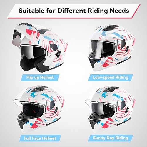 Miniatura 6 de Casco modular para motocicleta de adultos, con doble visera abatible, cara completa, aprobado por DOT para hombres, mujeres, moto, ATV, UTV, moto de