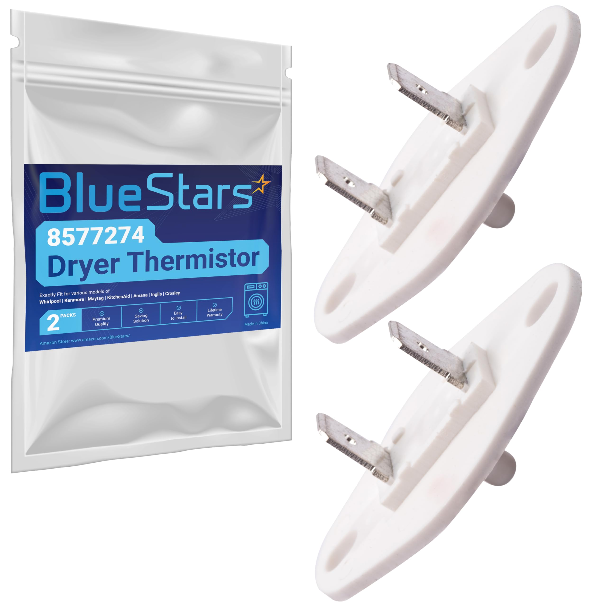 Photo 1 of [Upgraded] BlueStars 2-Pack 8577274 Dryer Thermistor for Whirlpool Kenmore
