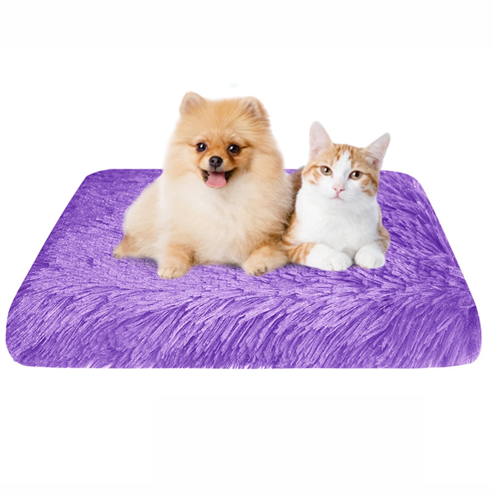BESTORI Dog Bed Soft Plush Waterproof Lining Dog Crate Pad Mat with Removable Washable Cover Fluffy Anti-Slip Pet Mats for Sleeping Playing, Purple, 100 x 60 x 7 cm