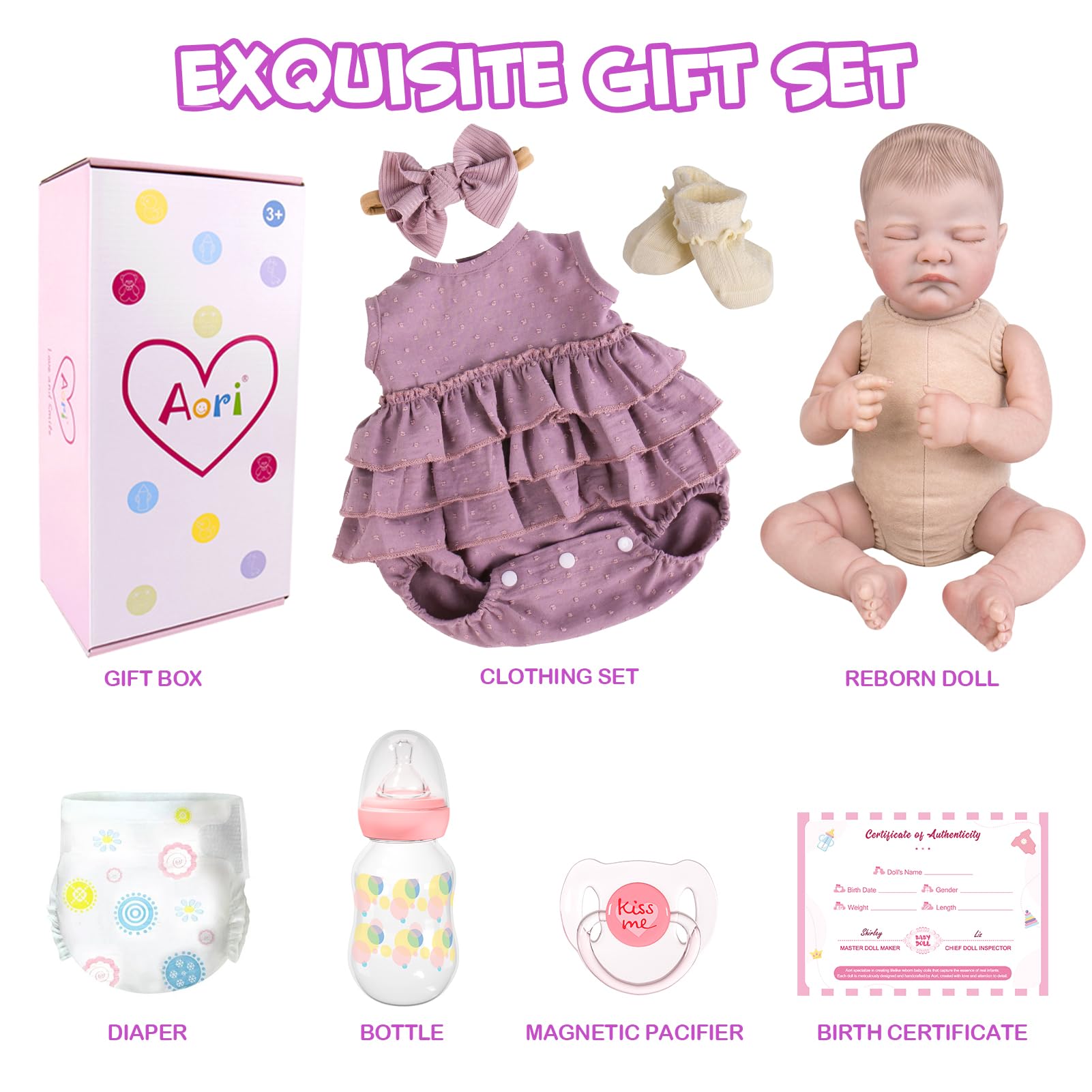 Muñecas realistas de bebé recién nacida, muñeca recién nacida realista de 20 pulgadas con extremidades posables y kit de alimentación, juego de regalo de muñeca Reborn de la vida real con peso 8