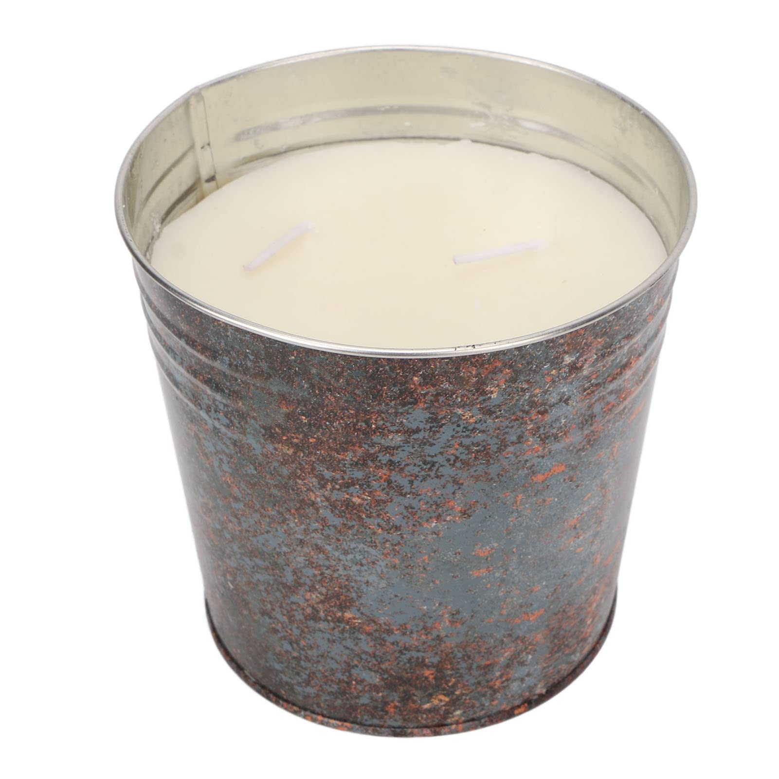 Elprico Citronella Bucket Candle Rusty Iron Three Wicks Long Lasting for Outdoor Camping, 4.4in X 4.3in, 1 X Bucket Candle
