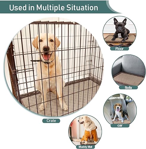 Miniatura 6 de PAGGED Almohadilla gris XL para jaula para perros de 42 x 28 pulgadas, espuma viscoelástica, cama para perrera grande, de franela suave, lavable,